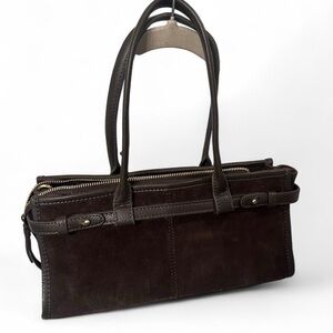 Dark Brown Suede Shoulder Bag